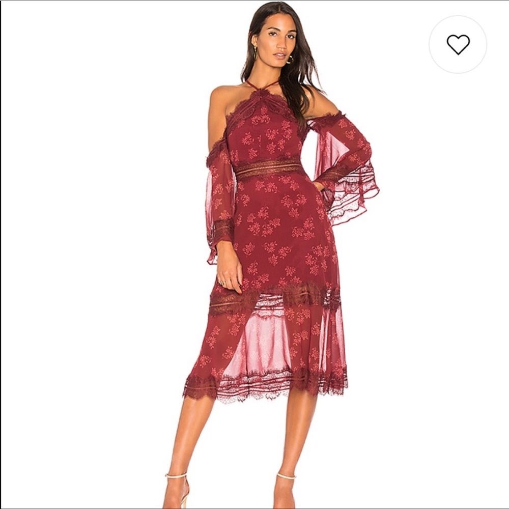 KEEPSAKE the Label Burgundy Lace Midi Dress